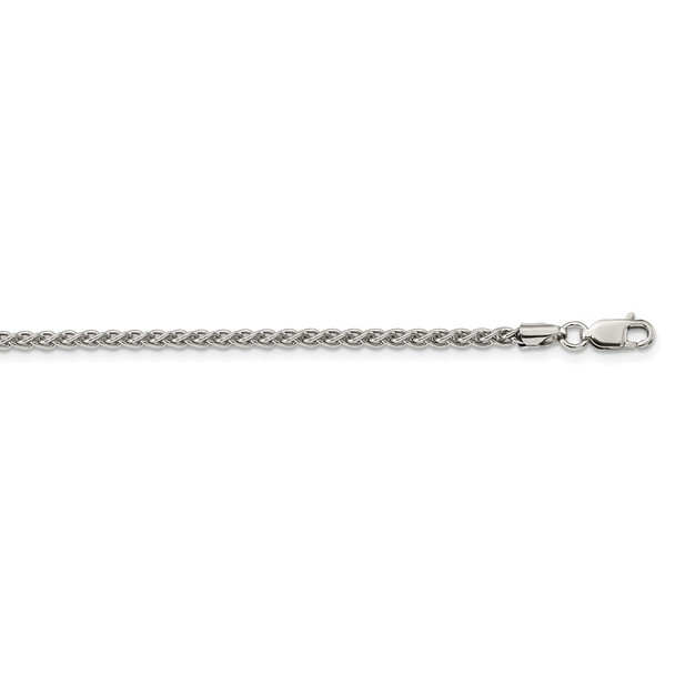 20" Rhodium-plated Sterling Silver 2.5mm Round Spiga Chain Necklace