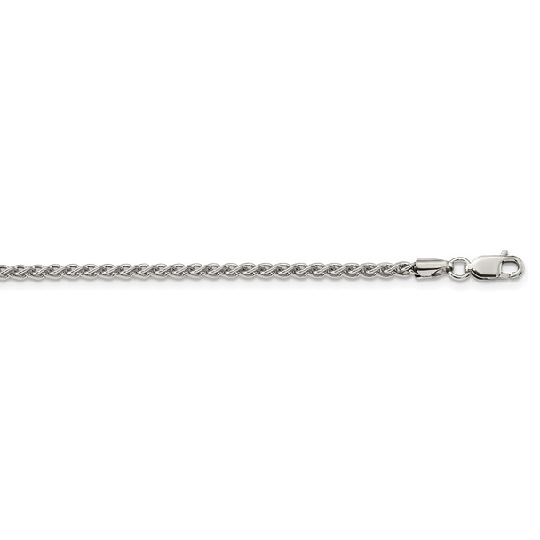 26" Rhodium-plated Sterling Silver 2.5mm Round Spiga Chain Necklace
