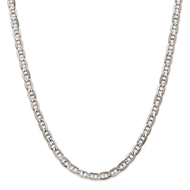 22" 14k White Gold 5.25mm Concave Anchor Chain Necklace