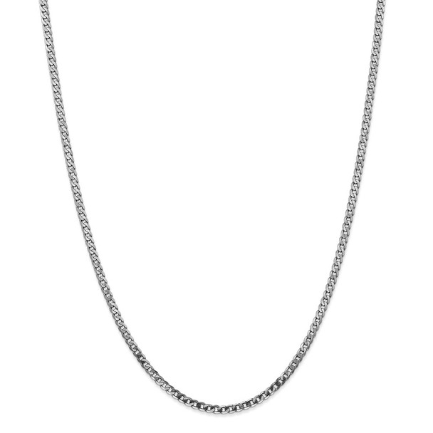 22" 14k White Gold 2.9mm Flat Beveled Curb Chain Necklace