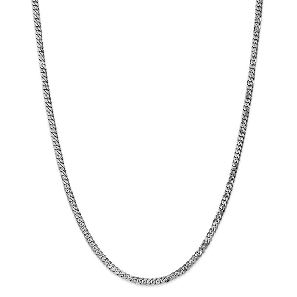26" 14k White Gold 3.9mm Flat Beveled Curb Chain Necklace
