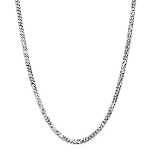26" 14k White Gold 4.75mm Flat Beveled Curb Chain Necklace