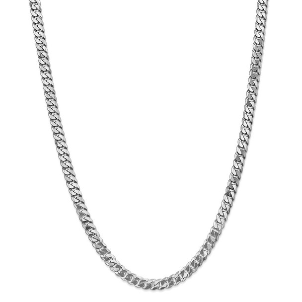 26" 14k White Gold 6.25mm Flat Beveled Curb Chain Necklace