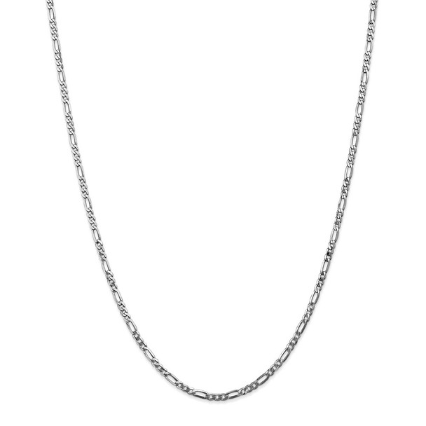 22" 14k White Gold 2.75mm Flat Figaro Chain Necklace