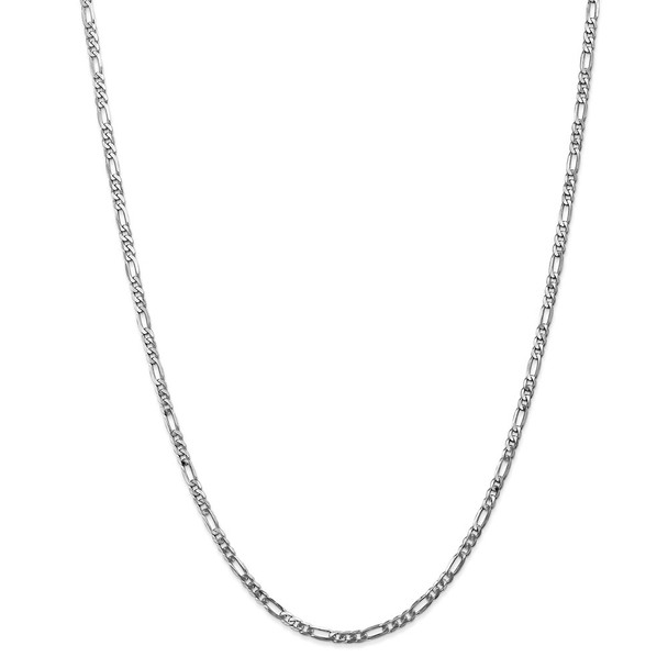 22" 14k White Gold 3mm Flat Figaro Chain Necklace