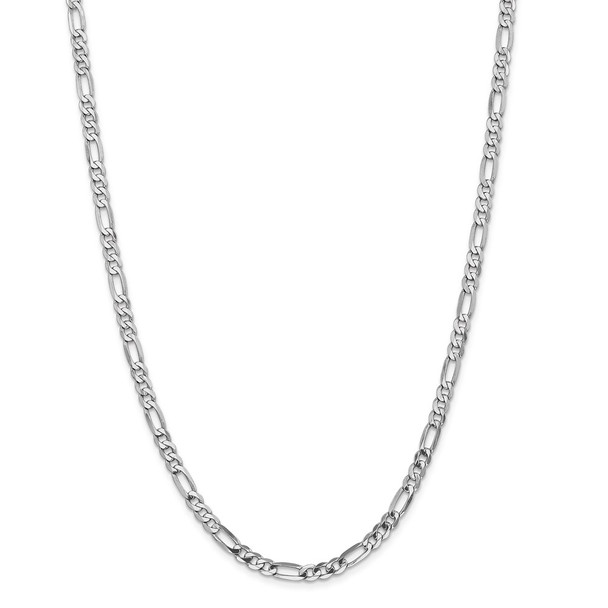 26" 14k White Gold 4.5mm Flat Figaro Chain Necklace