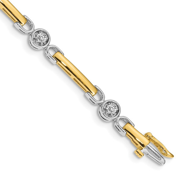 14k Two-tone Gold AAA Diamond Fancy Tennis Bracelet