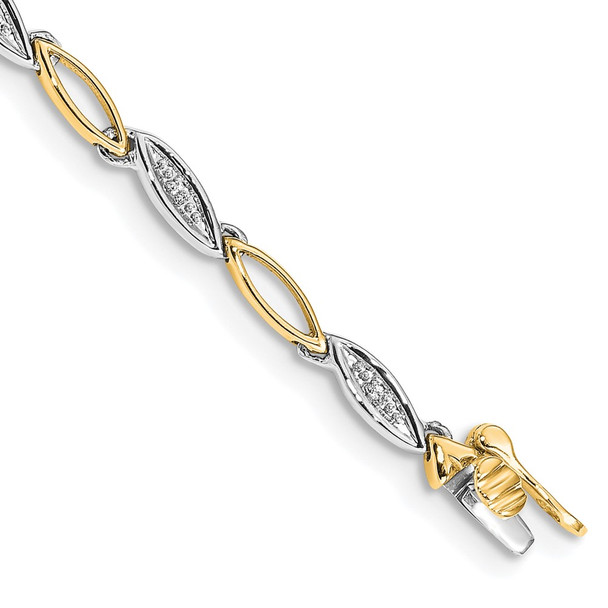 14k Two-tone Gold Diamond Link Bracelet