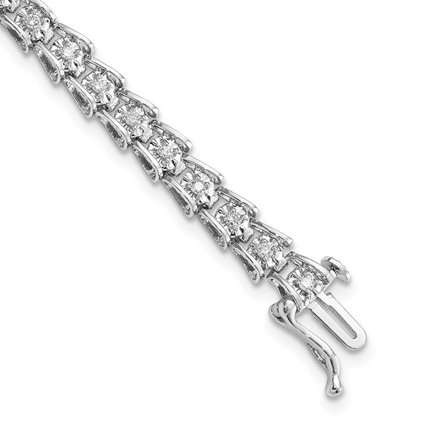 Sterling Silver Rhodium-plated Diamond Bracelet QDX1091