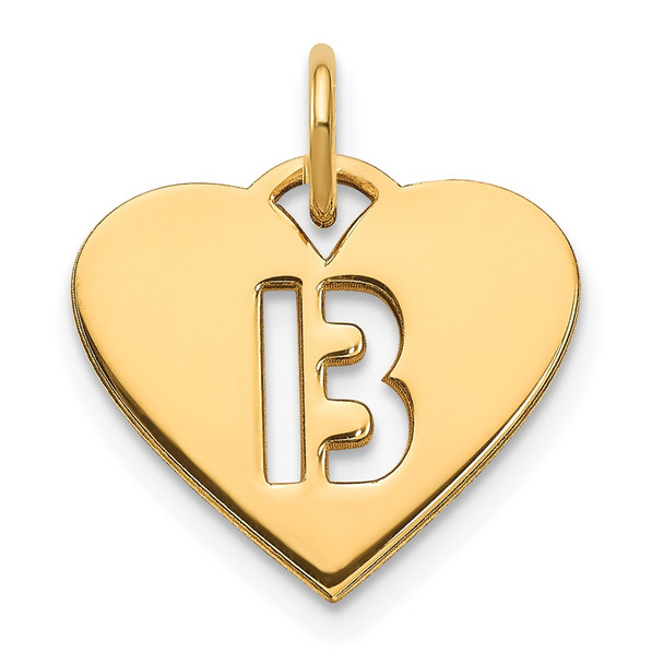 14k Yellow Gold Initial Letter B Initial Heart Charm