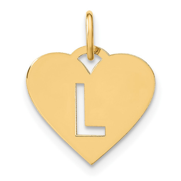 14k Yellow Gold Initial Letter L Initial Heart Charm