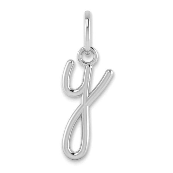 14k White Gold Lower Case Letter Y Initial Charm