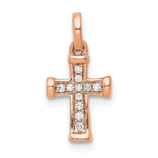 14K Rose Gold Small 1/20ctw. Diamond Latin Cross Charm