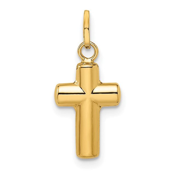 14k Yellow Gold Polished Puffed Cross Charm XR1908