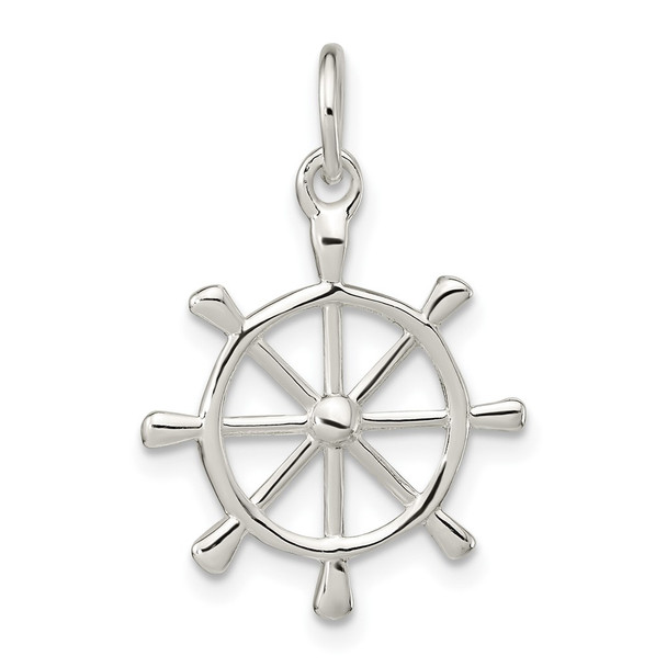 Sterling Silver Polished Ships Wheel Charm