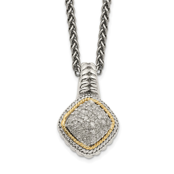 Sterling Silver w/14k Yellow Gold Diamond Necklace QTC1180