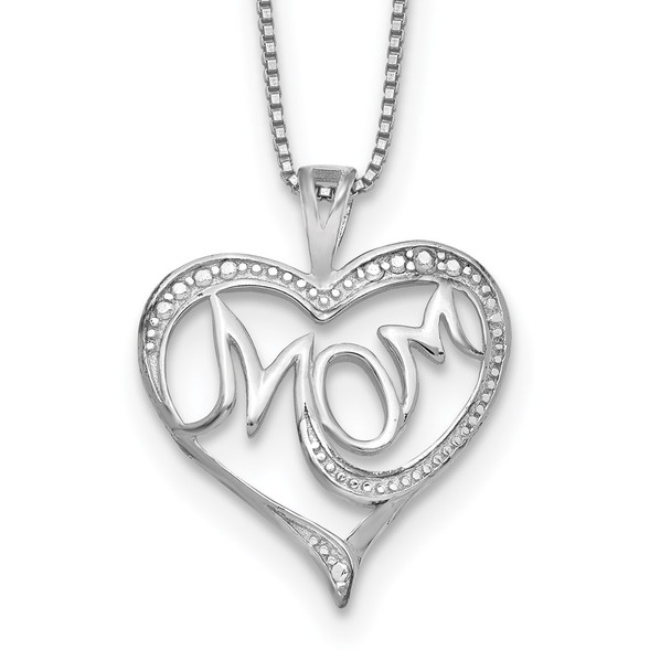 Sterling Silver Rhodium-plated Diamond Mom Necklace QG2674-16
