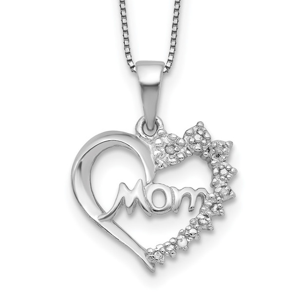 Sterling Silver Rhodium-plated Diamond Mom Necklace QG2670-16