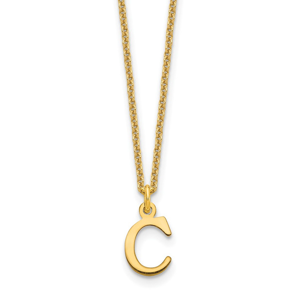 14k Yellow Gold Cutout Letter C Initial Necklace