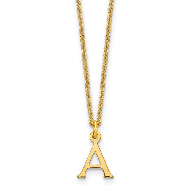 14k Yellow Gold Cutout Letter A Initial Necklace