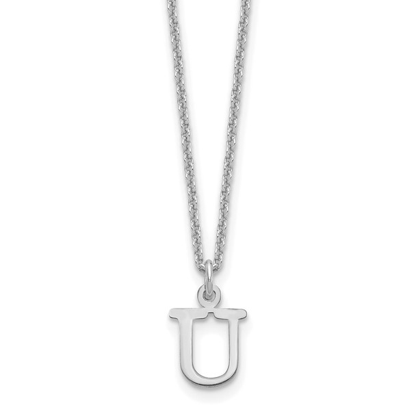 14k White Gold Cutout Letter U Initial Necklace