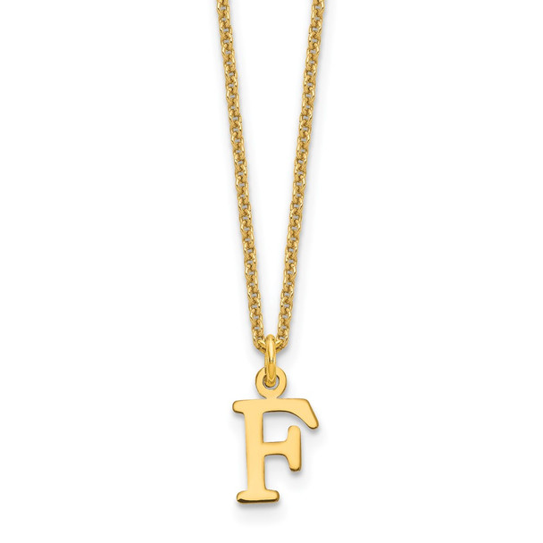 14k Yellow Gold Cutout Letter F Initial Necklace