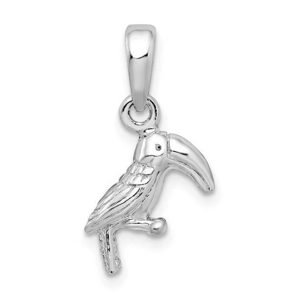 Sterling Silver Polished 3D Toucan Bird Pendant