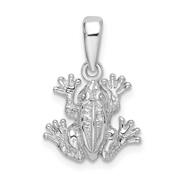 Sterling Silver Rhodium-plated Polished Frog Pendant