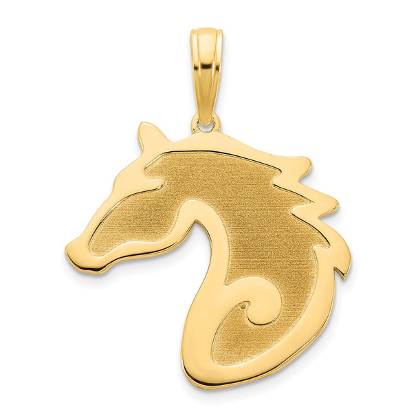 14k Yellow Gold Sandblasted Horse Head Pendant D5055