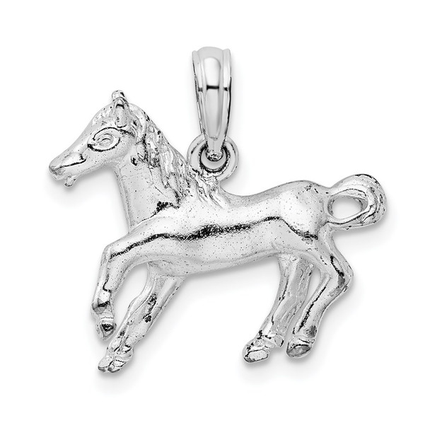 Sterling Silver Polished Galloping Horse Pendant