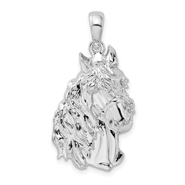 Sterling Silver Polished Horse Head Pendant QC10432