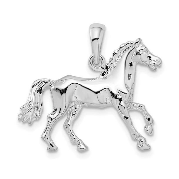 Sterling Silver Polished 3D Walking Horse Pendant