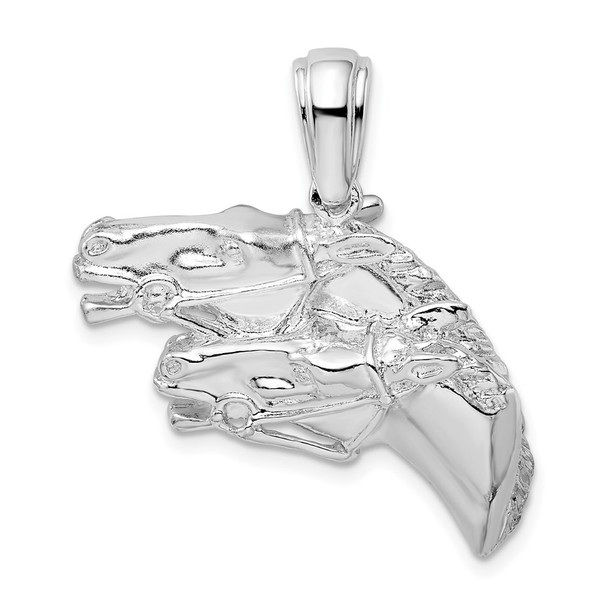 Sterling Silver Polished Double Horse Head Pendant