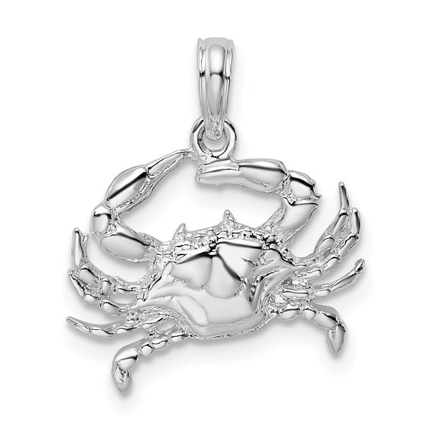 Sterling Silver Polished Blue Crab Pendant QC9850