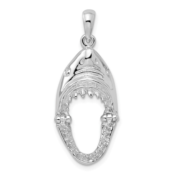 Sterling Silver Polished Moveable Shark Head Pendant