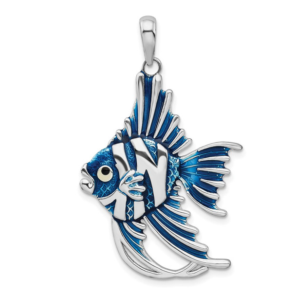 Sterling Silver Polished Enameled Angel Fish Pendant