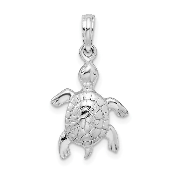 Sterling Silver Polished/Textured Turtle Pendant