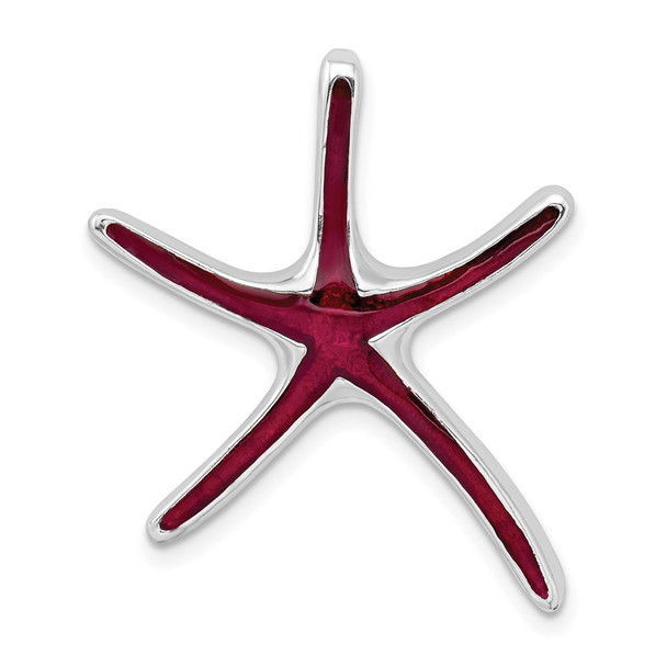 Sterling Silver Polished Enameled Dancing Starfish Slide Pendant