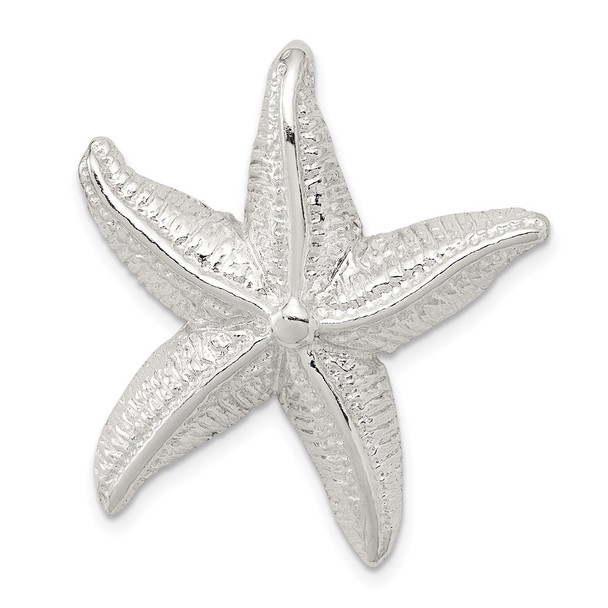 Sterling Silver Polished & Textured Starfish Chain Slide Pendant