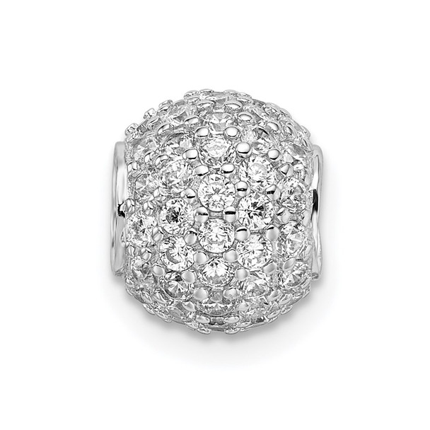 Sterling Silver Rhodium-plated CZ Bead Pendant