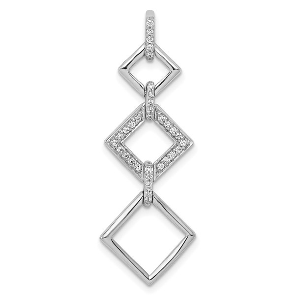 14k White Gold 1/6ctw. Diamond Fancy Square Dangle Pendant