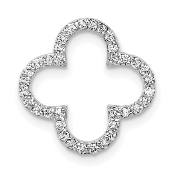 14k White Gold Small Diamond Quatrefoil Design Pendant