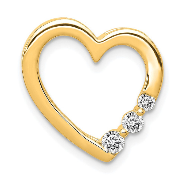 14k Yellow Gold 1/6ctw. Diamond Heart Chain Slide Pendant