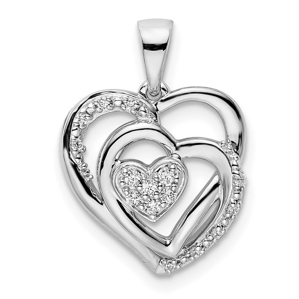 14k White Gold Polished Heart Diamond Pendant PM8488-010-WA