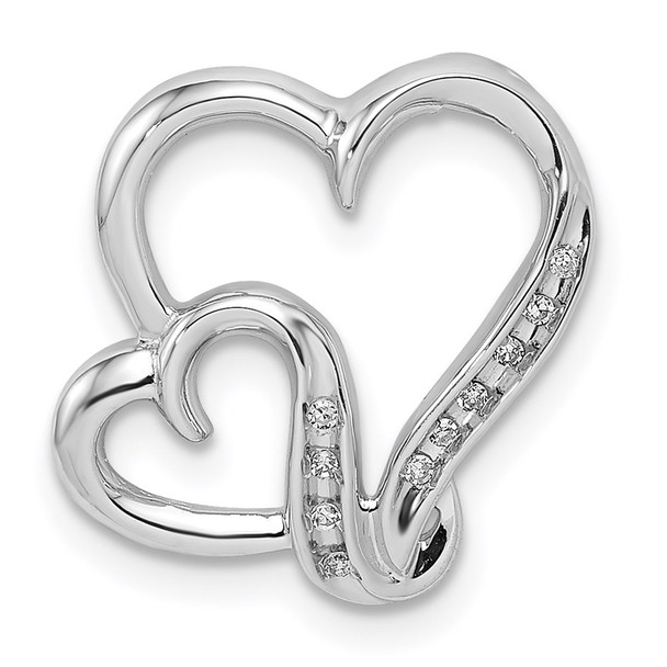 Sterling Silver Rhodium Plated Diamond Double Heart Pendant QP3274