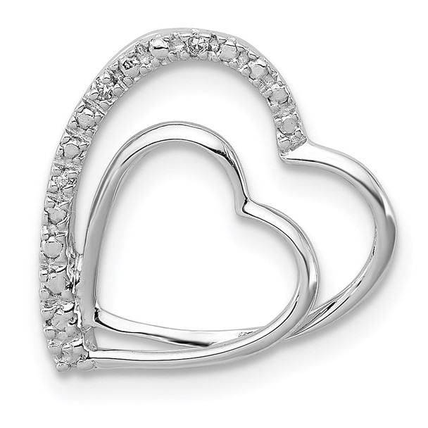 Sterling Silver Rhodium Plated Diamond Double Heart Pendant QP3285