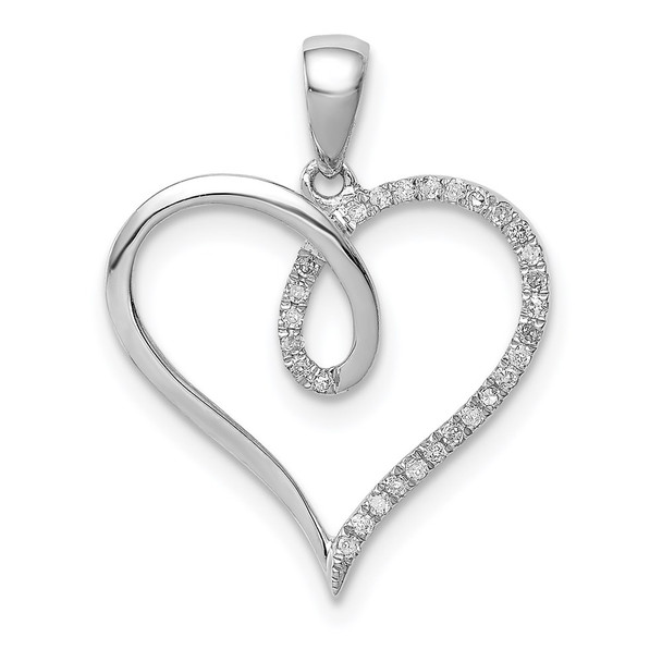 Sterling Silver Rhodium Diamond Heart Pendant QP3235