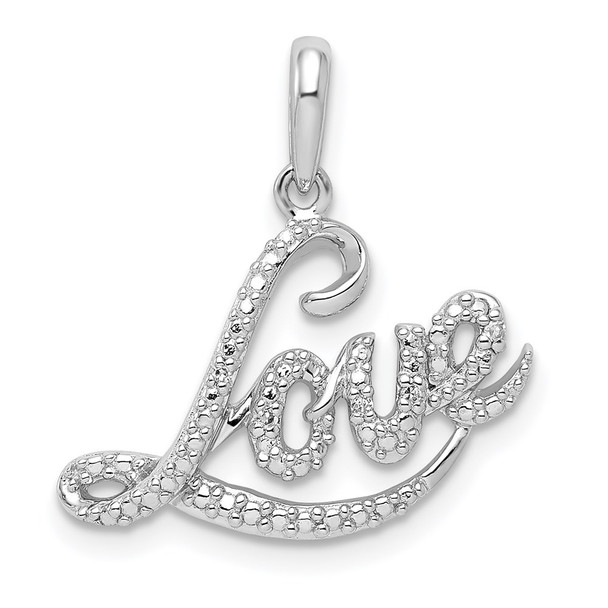 Sterling Silver Rhodium Plated Diamond Love Pendant