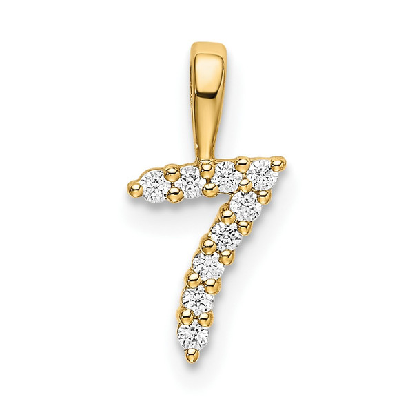 14k Yellow Gold Diamond Number 7 Pendant