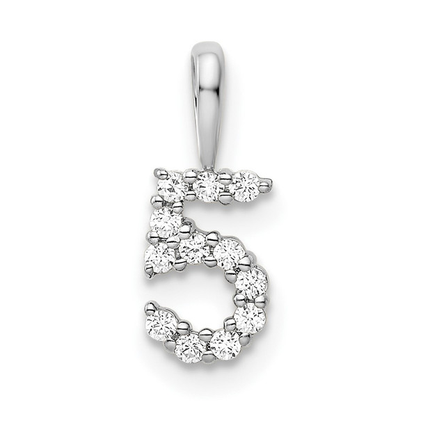 14k White Gold Diamond Number 5 Pendant PM8369-5-012-WA